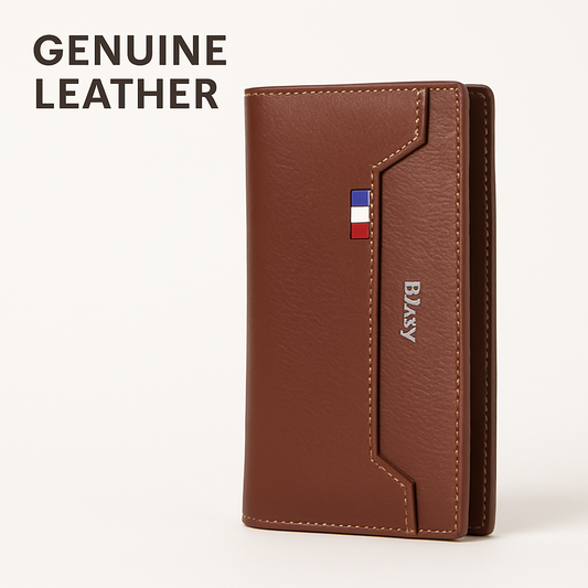 Blazy Premium Leather Wallet – Classic Brown Long Bifold for Men
