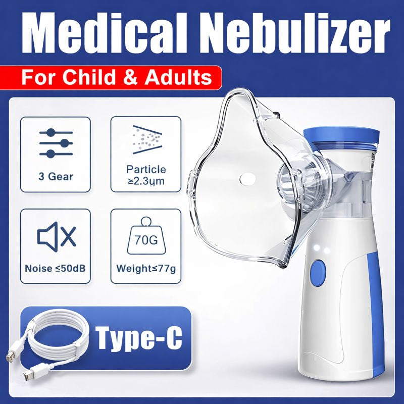 Ultra-Quiet Portable Mesh Nebulizer for Adults & Kids