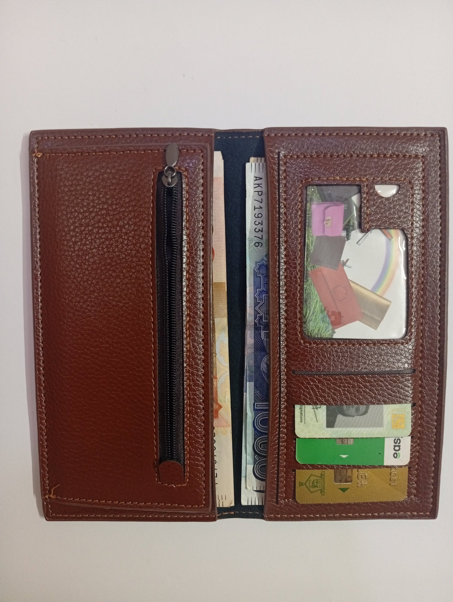 Blazy Premium Leather Wallet – Classic Brown Long Bifold for Men